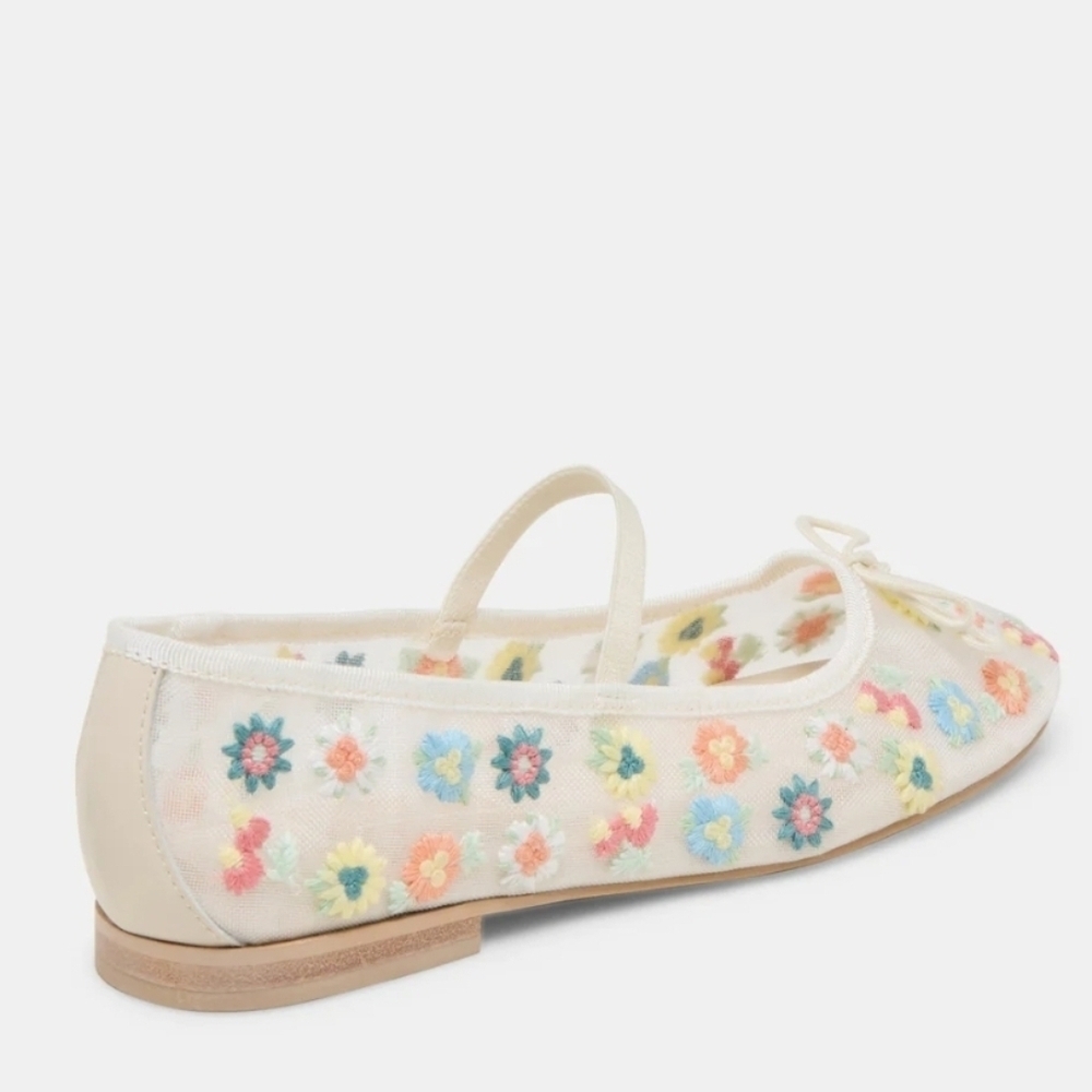 💛▪️Dolce Vita ▪️Floral Ivory Mesh CADEL Embroidered Ballet Flats Size 7 8 - Picture 6 of 12